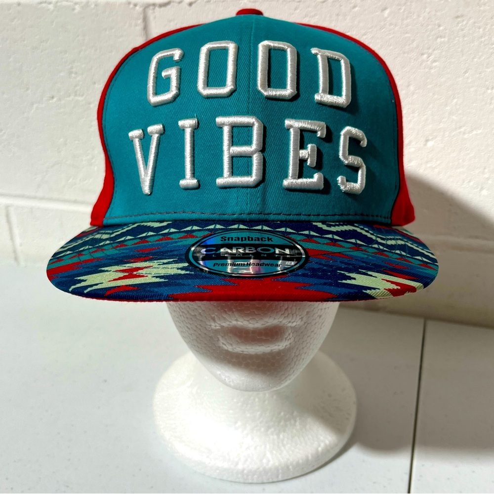 “Good Vibes” By Carbon Elements Hat Adult Unisex Adjustable Multi Colored H2